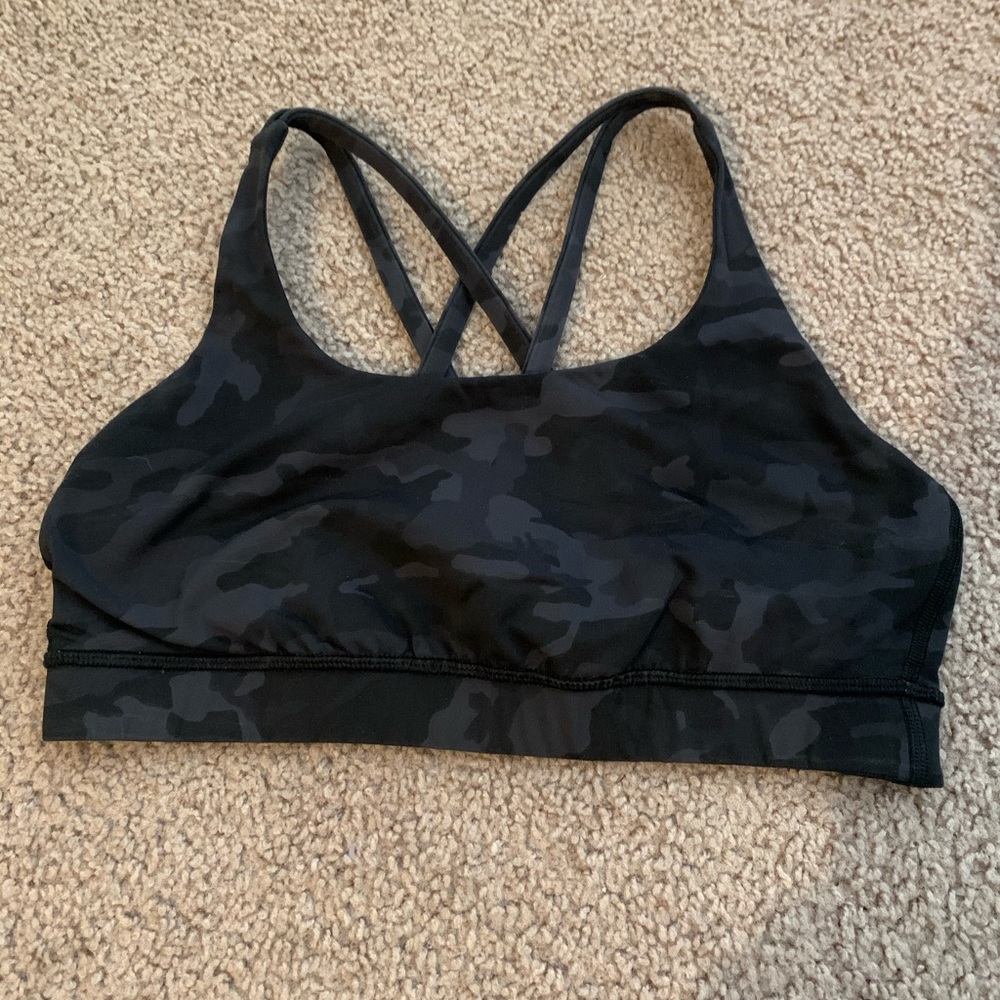 Lululemon Black Camo Energy Bra size 8